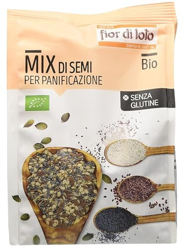 Fior di Loto Pane Semi Misti Biologico - Semi Oleosi senza Glutine - Semi di Papavero, Semi di Girasole, Semi di Lino Scuro, Semi di Sesamo - 250 g