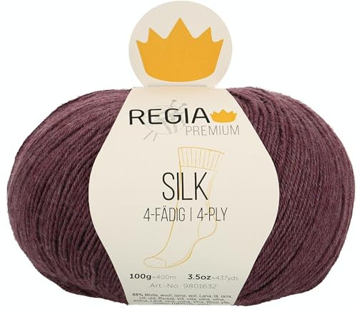 REGIA Premium Silk 9801632-00045 feige Handstrickgarn, Sockengarn, 100g Knäuel