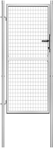 vidaXL Puerta de Jardín Acero Galvanizado Plateado 105x225cm Cercado Entrada Práctica Bricolaje Bisagras Resistentes Diseño Clásico Estable Duradera