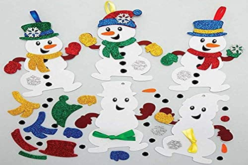 Baker Ross AX516 Mix & Match Deko Anhänger Bastelset für Kinder - 8 Stück, Festliche Kreativsets und Bastelbedarf zum Basteln und Dekorieren zur Weihnachtszeit, Schneemann