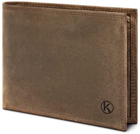 KORUTA Geldbörse Herren Leder Braun mit RFID Schutz I Echtleder Portemonnaie Groß I 13 Fächer I Geldbeutel für Männer I Brieftasche Wallet Portmonee aus echtem Leder (Braun Vintage)