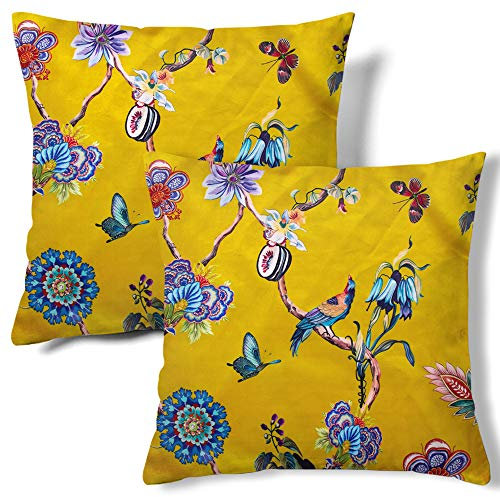 HMS Happy Memories vets Velvet Cushion Cases Square Decorative Throw Pillow Cover 45x45cm(18x18 Inch) Set of 2 for Couch Sofa Bed Living Room Bedroom