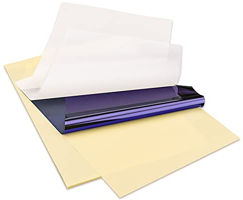 Benego Transferpapier Tattoo Papier - 25 Blatt Pauspapier A4 Kohlepapier, Stencil Papier, Matrizenpapier, Thermoschablonenpapier mit Professioneller Tinte für Freihändig Und Thermodrucker