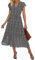 SEVETAT Damen Chiffon Boho Lange Kleid mit Gürtel Sommerkleid Partykleid Elegant V-Ausschnitt Maxikleid Blumenkleid Abendkleid Rüschen Strandkleid Cocktailkleid (Schwarz, M)