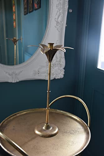 Large Gold Metal Palm Tree Candle Holder