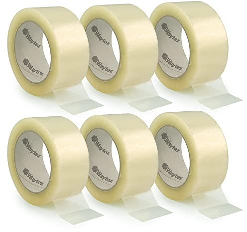 Waytex 930709 Ruban Adhésif d'Emballage Transparent, Silencieux, en Polypropylène épaisseur 28 microns, Largeur 50mm, Longueur 66m, Pack de 6 rouleaux