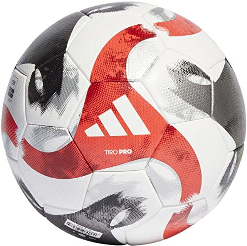 adidas Unisex-Adult Tiro Pro Ball, White/Black/Iron Metallic/Power Red, 5