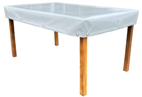 Gartentisch Abdeckhaue | Abdeckhaube Gartentisch Rechteckig | wasserdichte Schutzhülle aus LKW Plane | UV- und frostbeständig Hülle für Gartenmöbel | (170cm x 90cm, Staubgrau)