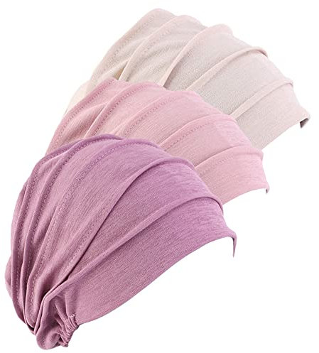3 Stück Chemo Hat Mütze für Frauen Kopftuch,Baumwolle Slouchy Bandana Turban Chemo Krebs Cap Hijab Bonnet Kopftücher Schal Hut Kopfbedeckung Schlafmütze Muslimisches Chemotherapie-Kappe Kopftuch
