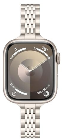 TRUMiRR Sostituzione per Apple Watch Series 8 7 41mm/SE Bracelet Femme Starlight,Cinturino Sottile in Acciaio Inossidabile Sostituzione della Cintura per iWatch SE Series 8 7 6 5 4 3 2 1 40mm 38mm