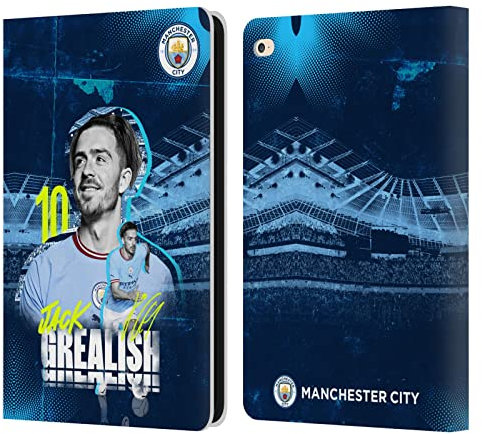 Head Case Designs Offizielle Manchester City Man City FC Jack Grealish 2022/23 Erstes Team Leder-Wallet-Hülle Kompatibel mit Apple iPad Air 2 (2014)