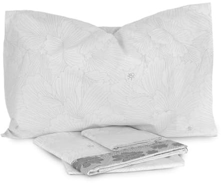 Laura Biagiotti - Completo letto Lenzuola Matrimoniale Maxi in Percalle di Cotone, Lenzuola Matrimoniali Due Piazze Con Sotto e Federe Maggiofiore Grigio