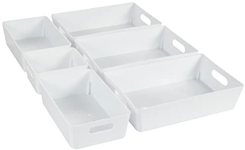 Hummelladen Schubladen Ordnungssystem - 6 cm hoch - 6 Teile - in 3 Größen - für 51x38 Schublade - Aufbewahrungsbox weiß - Organizer
