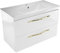 paplinskimoebel Keramik Waschbecken mit Unterschrank 80 cm Breite Girona Sink, Waschbeckenunterschrank Hängend mit Schubladen, Waschplätze, Waschtisch mit Unterschrank Weiß Hochglanz mit Goldgriff