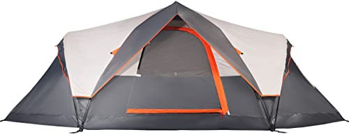 Mobihome Zelt für 6 Personen, Familienzelte, Camping, schnelle Einrichtung, sofort ausgezogen, Pop-Up-Kuppelzelte, mit wasserabweisenden Regenfliegen und Netzdächern, Tür und Fenstern, 34x28 cm, Grau