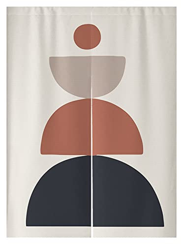 Surwin Noren Giapponese Tenda da Porta in Lino, Giapponese Noren Arte Astratta Divisorie Lunga Tappezzeria per Finestra Cucina Ristorante Negozio Doorway Decorazione (75x150cm,Semicerchio)