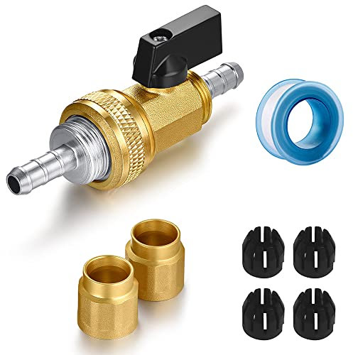 YELUN Garden Telescopic Hose end Adapter with Shut Off Valve,Garden Retractable Hose end Fittings Kit,Suitable for Flexible Telescopic Hose Repair Connector Brass Shut Off Valve 1Set
