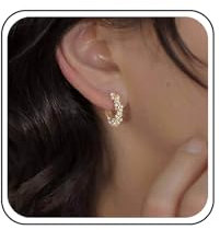 TseenYi Gold Perlen Huggie Hoop Ohrringe Boho Twist Vintage Braut Hochzeit Perle Ohrringe Schmuck Für Frauen Und Mädchen Geschenke