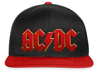 Spreadshirt AC/DC Klassisches Logo Mit Blitz Snapback Cap, One Size, Schwarz/Rot