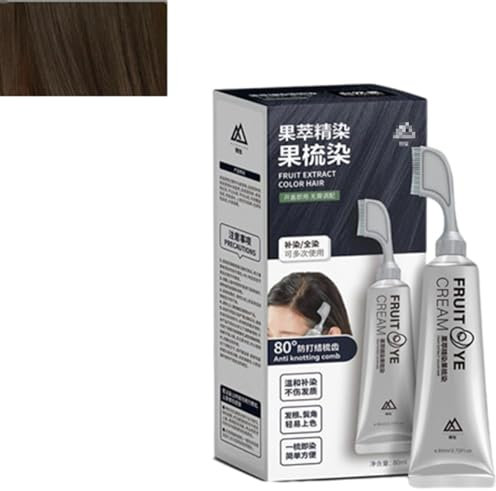 Xusheng Black Fruit Dyeing Cream with Comb, Xusheng Fruit Color Hair Dyeing Cream, Xusheng Keratin Hair Color, Hair Dye for Gray Hair Coverage, Black Hair Dye for Men Women (Dark Brown)
