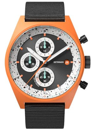 DeTomaso D10 Chrono SOLAR ORANGE Black Orange Schwarz Herren-Armbanduhr Analog Solar Armband Schwarz
