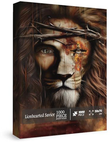 Jesus Christ Puzzle for Adults 1000 Piece, Christian Religious Jigsaw Puzzle, Animal Lion Puzzle for Home Decor