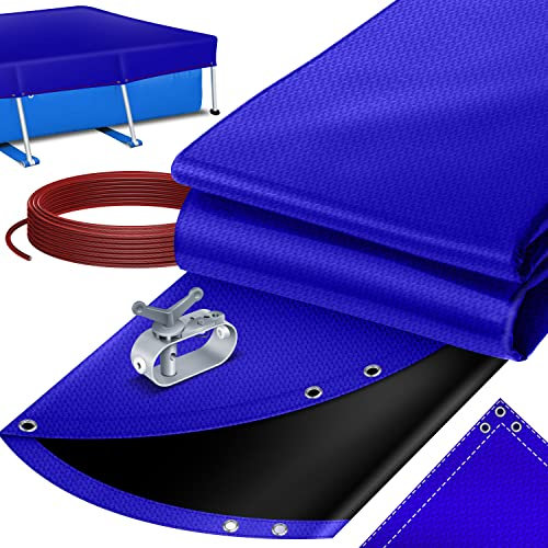 KESSER® Lona prémium con Ojales, 650 g/m², PVC Impermeable y Resistente a la Rotura, Lona de Universal para Camiones, Piscinas, Muebles de jardín de Madera, Redondo 460 cm, Azul/Negro
