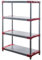 PROREGAL Kunststoffregal Grey Bear | Low | HxBxT 138x80x46cm | Fachlast 120kg | Grau-Rot | Plastikregal Kellerregal Lagerregal Steckregal