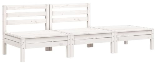 vidaXL Gartensofa 3-Sitzer, Outdoor Sofa mit Latten-Design, Gartencouch Modular, Gartenmöbel Gartengarnitur Sitzgruppe, Weiß Massivholz Kiefer