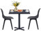 Mingone Gartentisch mit 2 Stühlen Balkonmöbel Bistro Set 3 Metalltisch und Kunststoffstühle Tische und Stühle für Gärten, Balkone, Terrassen, Schwarz