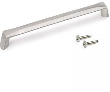 Emuca - Lot von 10 Möbelgriffe, L174mm, 160mm Achsenabstand, Zamak, Nickel satiniert