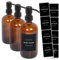 Harbour Housewares Glass Soap Dispensers with Labels - Amber/Black - 3 Pack - 500ml Refillable Soap Dispensers Hand and Dish Liquid Pump for Bathroom, Kitchen, Laundry Room