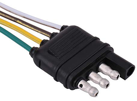 EVGATSAUTO Connecteur de Prise de Remorque Plat à 4 Broches, pour Barre D'attelage de Caravane, 6-24V, Norme Américaine, Noir