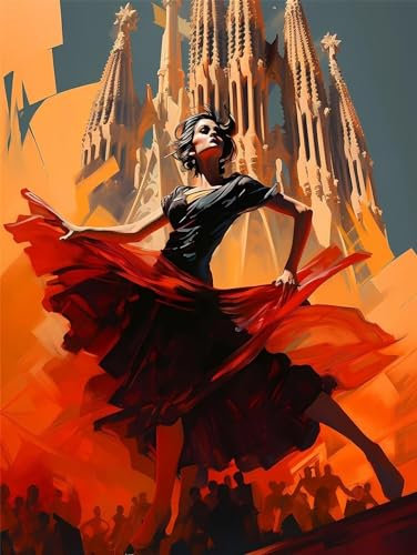 Peinture par Numéros Adultes Danseuse femme, Kit de Peinture à l'huile sur Toile par numéro DIY pour Débutants et Enfants, Peintures Acryliques et 3 Pinceaux, sans Cadre 100x130cm X-610