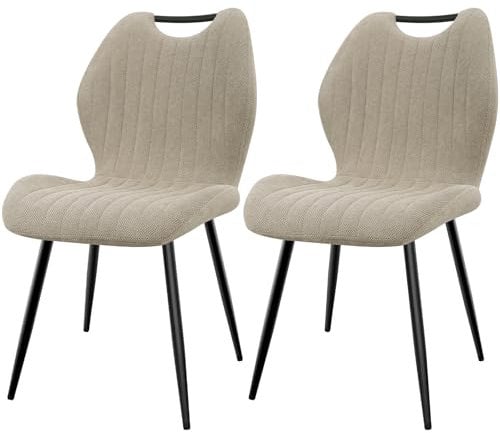 JIJIAN Esszimmerstühle 2er Set, Küchenstühle, Polsterstühle, Wohnzimmerstühle mit Stoff-Rückenlehne und Metallbeinen, Ideal für Esszimmer, Küche, Wohnzimmer, Graubraun
