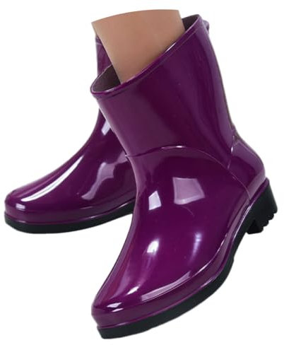 Onsoyours Bottes De Pluie Femme Imperméables Caoutchouc Botte Antidérapant Bottines Jardin Boots Chaussures De Travail A Violet 40 EU