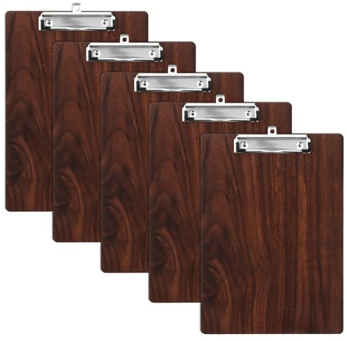 LDHHYH 5 Stück Klemmbretter A4 Holz, Dicke 2mm Klemmbrett Holz A4 mit Metalklemme und Aufhängeose,Schreibbrett Schreibplatte Clipboard Zwischenablage für Büro,Restaurant,Schule