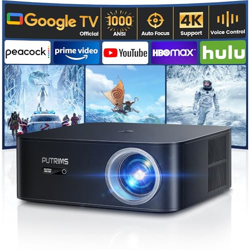 Beamer 1080P Full HD Native Unterstützung 4K GTV mit automatischem Fokus und automatischer Trapezkorrektur, WiFi 6 Bluetooth 5.2, Zoom 100%-50% Full HD für den Heimgebrauch