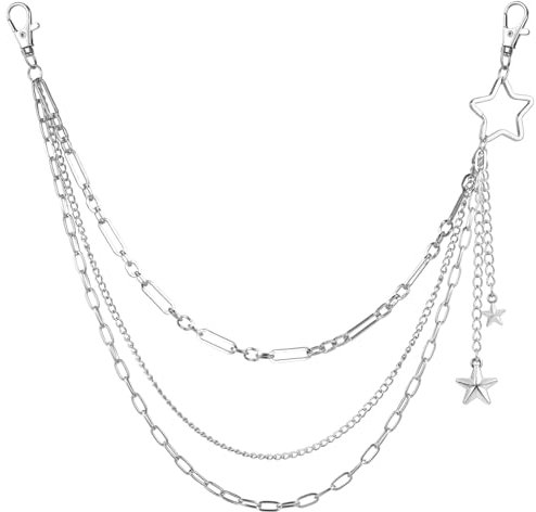 OOTSR Gothic Hosenkette Stern Jeanskette Mode Hosen Kette Geschenk für Mädchen Damen Accessoires