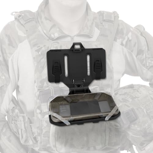 Tactical molle Phone Holder Mount Plate Carrier Vest Attachments, Foldable Universal Tactical Chest Plate Carrier Phone Holder Mount for Screen Size 4.7-6.7