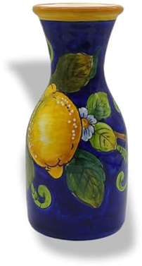 Italienische Keramik Weinkaraffe mit Zitronen-Design – 500 ml Handbemalter Utensilienhalter oder Karaffe – Hergestellt in Italien – Toskana-Keramik Weinkrug für Küche und Tischdeko
