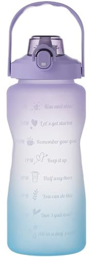 RAOPLA 2Litre Motivational Sports Water Bottle with Straw & Time Maker, Leakproof, BPA Free, Plastic Drinking Bottle for Sports, Gym, Travel, Outdoor Activities, Home