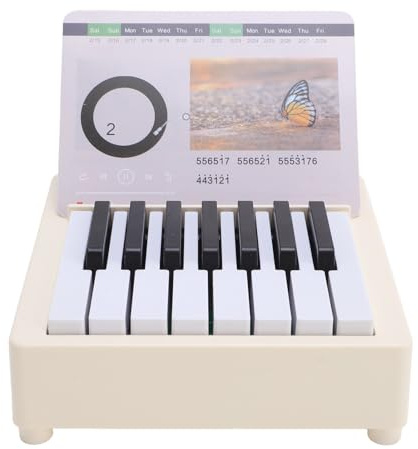Miniatur Klavierschreibtisch Kalender Mini Klavier mit Berühmten Songs Einzigartige Musik -Ornamentskollektion für Musikliebhaber für Freunde (WHITE)