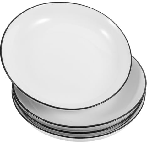 Cabilock 4piezas Platos Cerámicos Negros Para Postre Ensalada Pasta Diseño Elegante