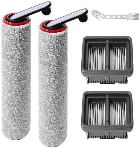 Accessoires de rouleau de brosse pour Mova M10, pour Dreame Mova M10 pièces de rechange d'aspirateur eau et poussière, 2 rouleaux de brosse + 2 filtres HEPA + 1 brosse de nettoyage