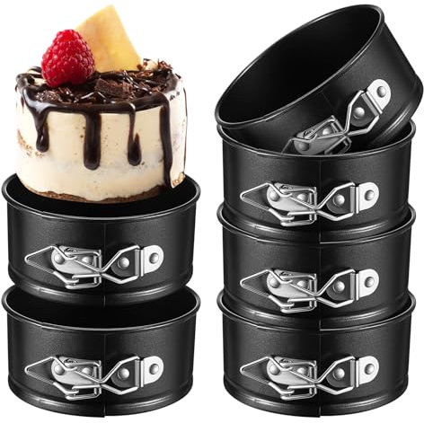 Mobestech Round Cake Pans Set 4 Inch Springform Carbon Steel Non-Stick Baking Pans for Cheesecake Dessert Mold with Leak-Proof Latch for Kitchen and Party Use