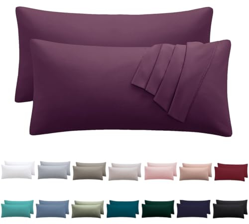 Nesture Kissenbezug 40 x 70 2er Set - kopfkissenbezug 40x70 cm Lila, 100% Mikrofaser kissenbezüge mit Reißverschluss, Weich und Bügelfrei