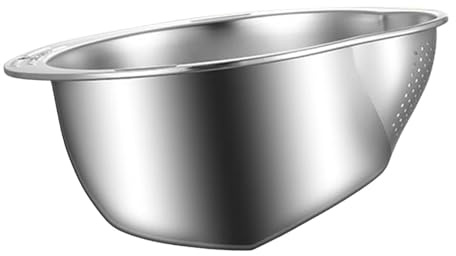 Rice Cleaner Strainer, Stainless Steel Rice Washer Bowl with Side Filter Mesh, Washer Kitchen Strainer Sink Fruit Bowl 304 Stainless Steel, for Cleaning Fruits Vegetables Beans