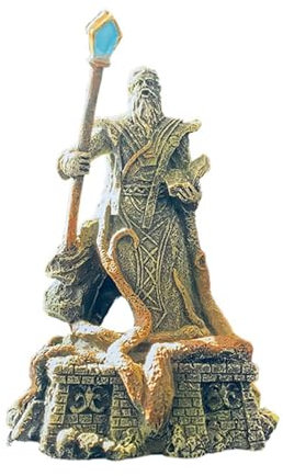 GKYQVE Zauberer Statue Ornament Harz Figur Mit Antiquitätendesign Fisch Garnelen Versteck Höhle Aquarien Landschaftsgestaltung Accessoires