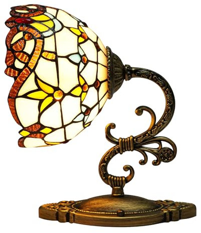 MccoMMon Vintage-Wandlampen, rustikale, Nachttischlampen für das Schlafzimmer, im Tiffany-Stil, barocke Glasmalerei Wandlampen für den Innenbereich Nachttischlampen